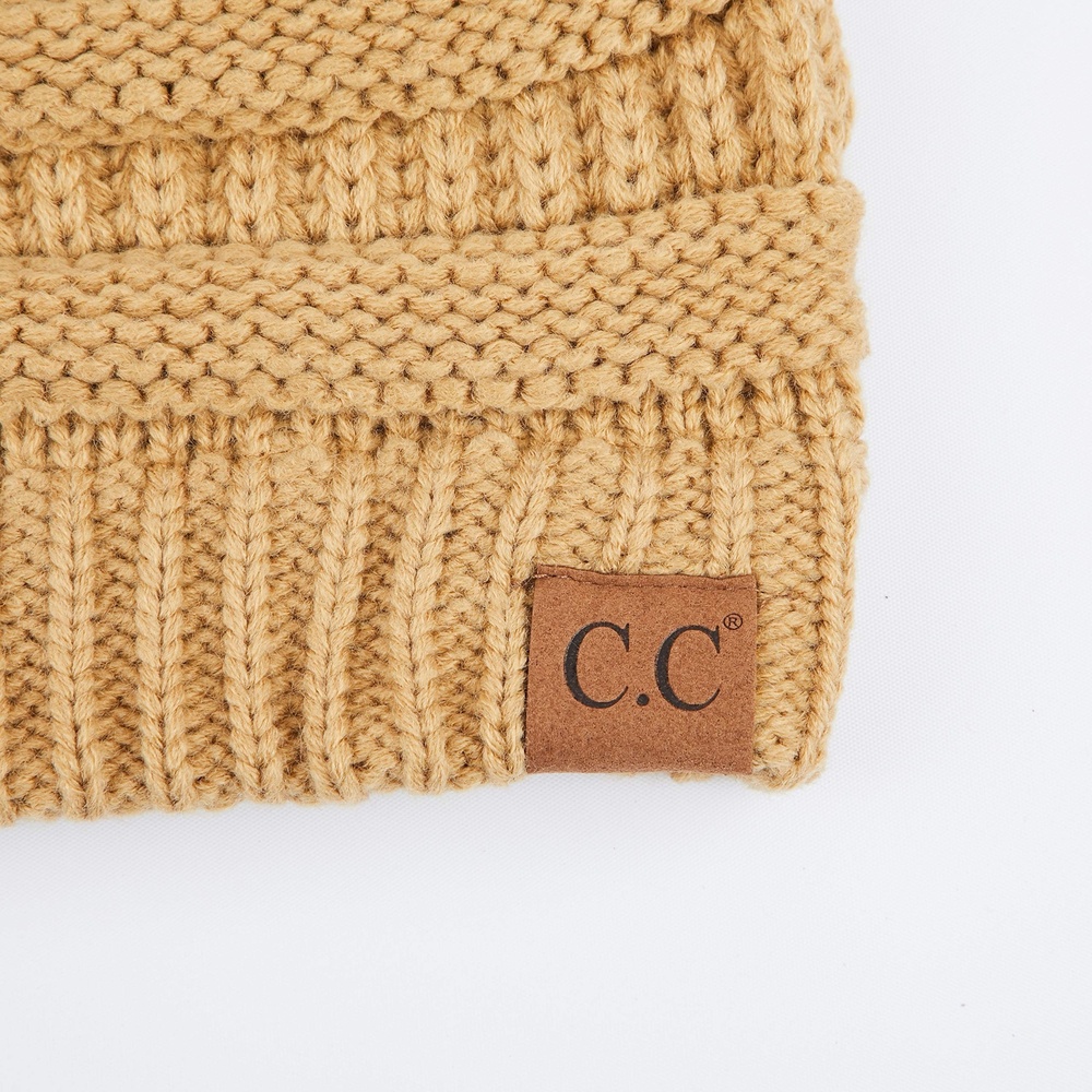 Exclusives Cable Knit Beanie - Thick, Soft & Warm Chunky | Camel | Size OS - Picture 3 of 3